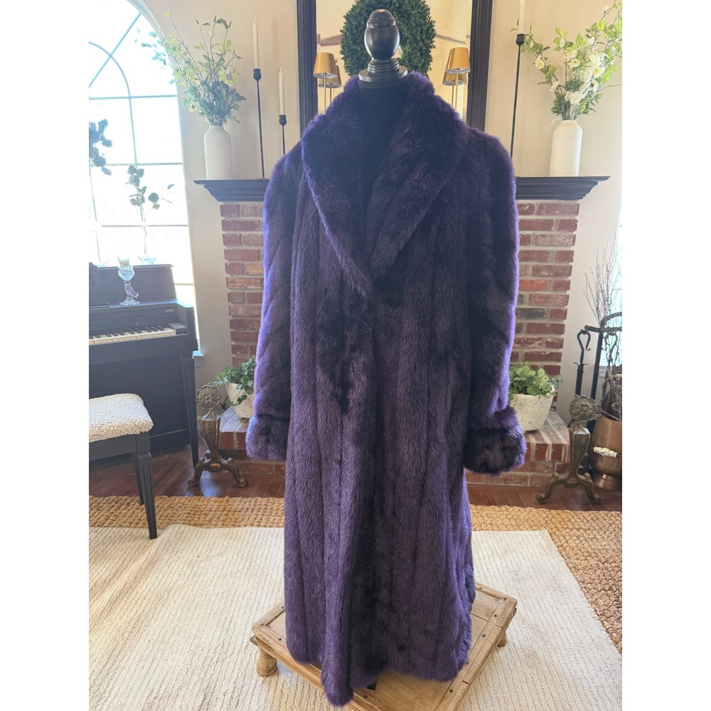 Luxurious Purple Long Fur Coat - Women's Jacket & Coat